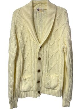 VTG Kings Road Shawl Collar Cable Knit Cardigan XL